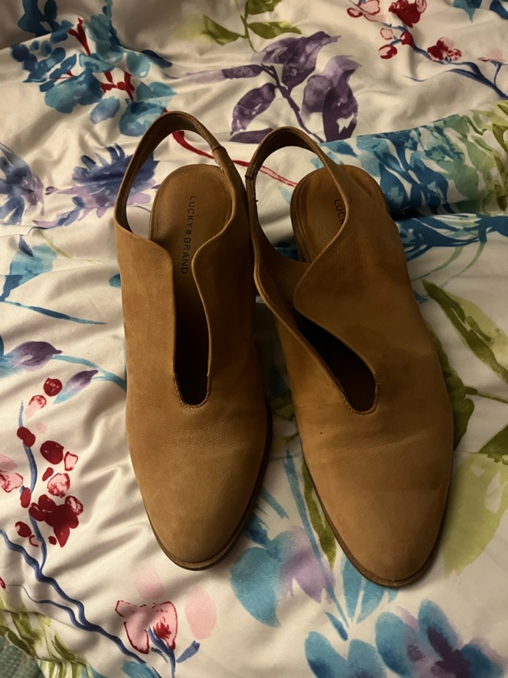 Lucky Brand Tan Leather Slingback Mules